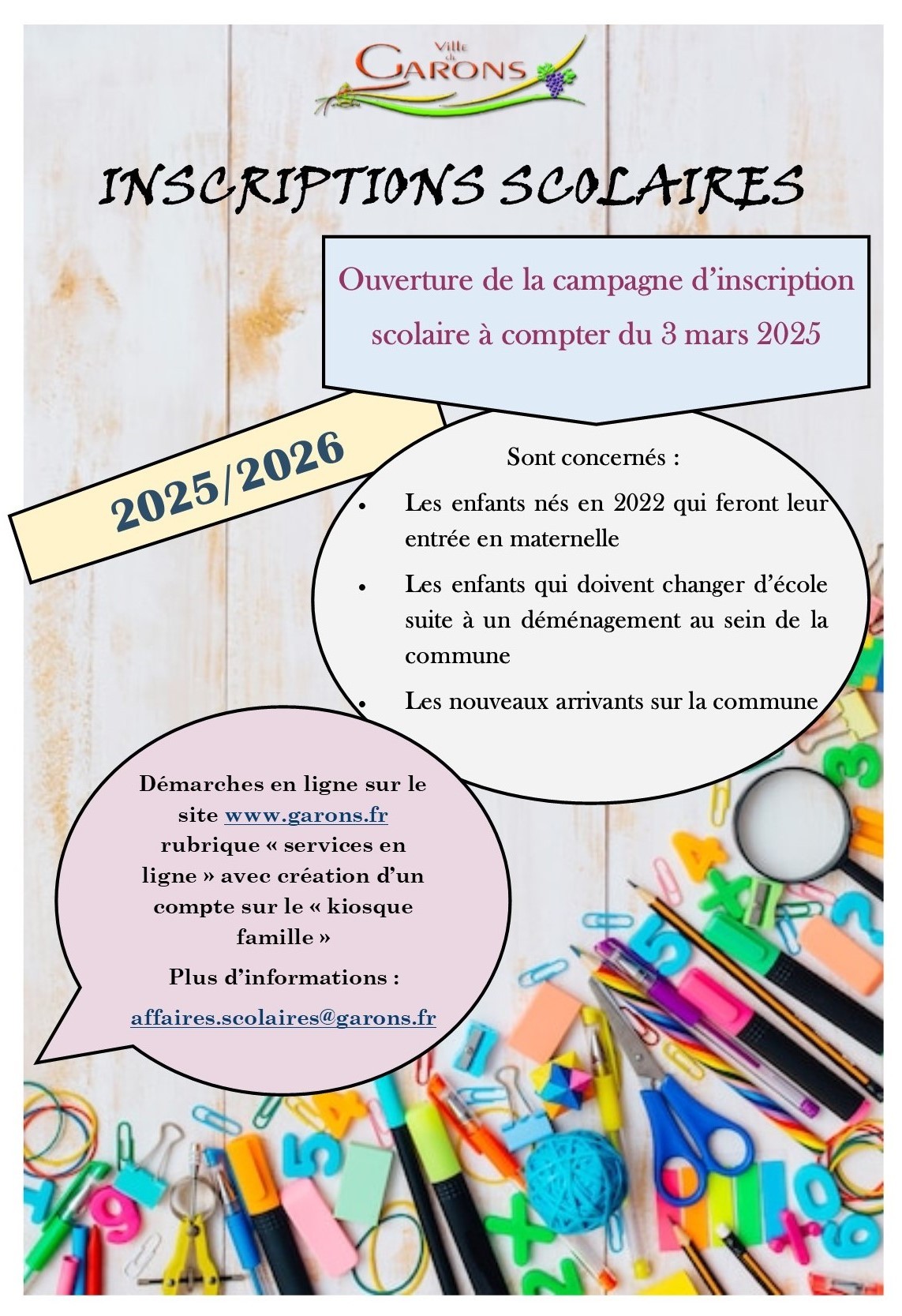 thumbnail Affiche inscriptions scolaires 2025 2026